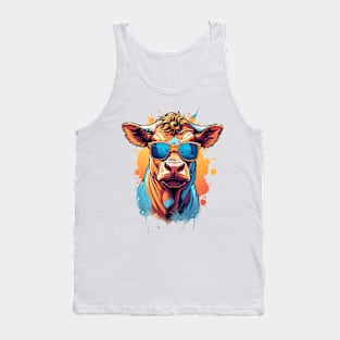 Cool Cow in Sunglasses Tank Top